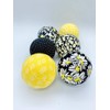 Black Yellow White Daisy fabric wrapped balls- spring summer flower