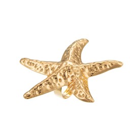 Gold Conch Shell Starfish Rings for Women Chunky Adjustable Open Rings Gold Rings Seashell Sea Star Rings (Golden, One Size)