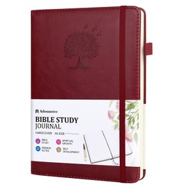 Bible Study Journal Scripture Notebook - Christian Note Taking Kit with Guided Prompts - Inspirational Religious Gifts - Faith Based Stationery Accessories for Church, Small Group (Burgundy)