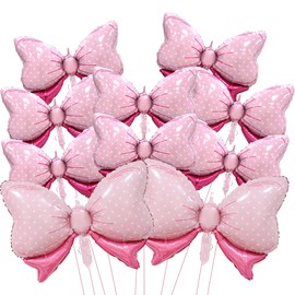 KSHGTB Pink Bow Balloons Set - 32" & 16" Aluminium Foil Reusable Decorations for Birthdays, Weddings & Baby Showers