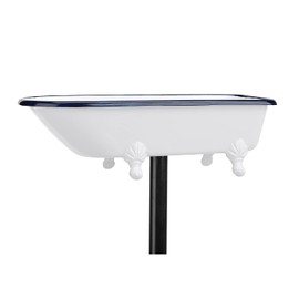 Brass Bird Bath Tub, White Finish, Featuring Clawfoot Bathtub Design, Bird Feeder, includes Garden Pole by Good Directions