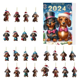 AYNKH 2024 Christmas Holiday Advent Calendar, Funny Animal Advent Calendar, 2D Ornament Advent Calendar, 2024 Pet Christmas Collectible Funny Set, Christmas Decoration for Bedroom, Living Room (Dog)