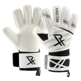 Rectrix 1.0 Goalkeeper Gloves (With Free Zip Case) - Negative Cut - Youth & Adult Sizes - Pro-Level Grip For Football Soccer Goalkeeping (8, White)