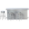 Dollhouse Miniature 1950's Counter w/3 Stools, Silver #T5921