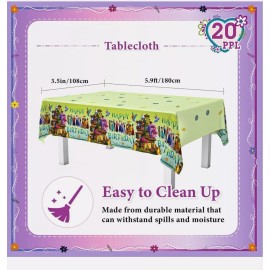 JIJIJUM 121 Pcs Encanto Birthday Party Supplies Tablecloth Plate Fork Spoon Knife Napkin