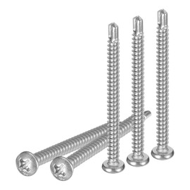 DTGN #8x2 Pan Head Self Drilling Screws - 50Pack - 410 Stainless Steel Phillips Drive Self Tapping Sheet Metal Screws