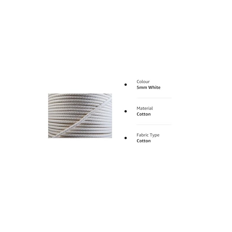Cotton Piping Cord - Natural - Netted, Pre-Shrunk - for