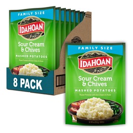 Idahoan Sour Cream & Chives Mashed Potatoes, Naturally Gluten-Free, 100% Real Idaho Potatoes, 8 servings per bag, 8 ounce (Pack of 8)