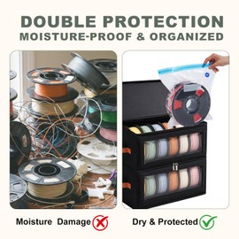 Eccentfit Filament Storage Box (2 Pack) & 12 Vacuum Sealed Bags with Auto Pump for 3D Filament, All-in-One Moisture-Proof Holder Rack for 12 Spools