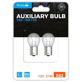 Simply S382BL 382 (P21W) Auxiliary Bulb Blister, 12V 21W, Base BA15S, High Performance and Maximum Visility, Provide Drivers with more time to React to Changes in Traffic Situations