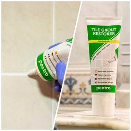 PECTRO Set of Joint Repair + Spatula for Application, 400 g, Tile Joint Restorer, White, Repair Kit for Grout, Renewing Joint Lines (Repair Kit x 1)