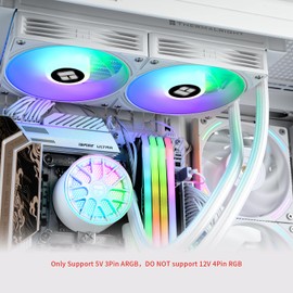 Thermalrlght Aqua Elite 240 V6 ARGB White CPU Liquid Cooler, 240 Cooling Row Size,2x120mm Water Radiator,AMD: AM4/AM5,Intel LGA115X/1200/2011/1700/1851