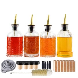 Shining Craft Syrup Dispenser Bottles Set, 4 Pack 7 OZ Bottles With Metal Pour Spout and Labels for Syrups, SC055 (4 Pack)