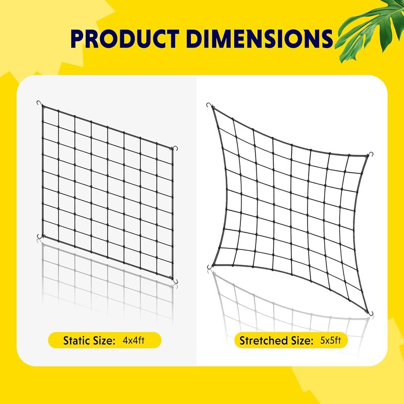 iPower 5x5FT Flexible Elastic Trellis Netting with Hooks Tent Grow