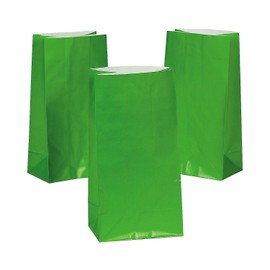 Fun Express - Green Paper Bags for Party - Party Supplies - Bags - Paper Treat Bags - Party - 12 Pieces