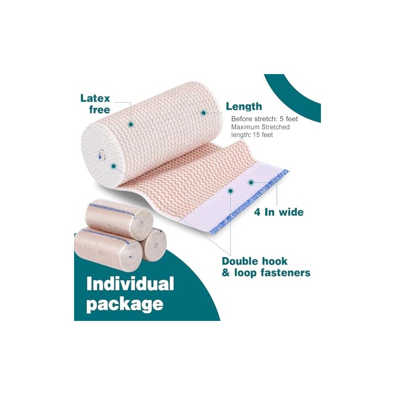 AZEN Premium 2 Pack Elastic Bandage Wrap 4 Inch, Compression