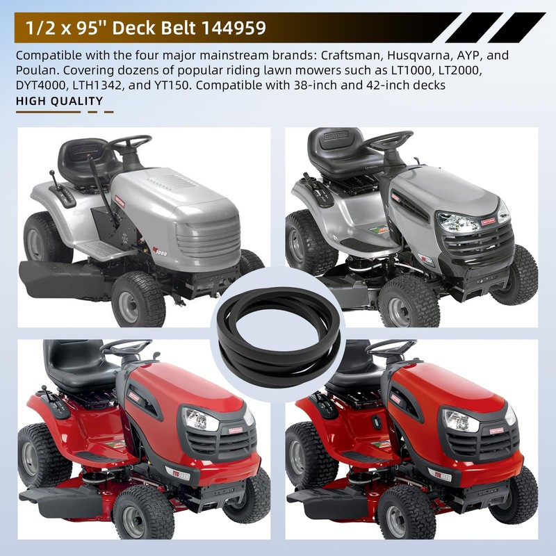 144959 Mower Deck Belt for 42'' Craftsman LT1000 LT2000 LT3000,