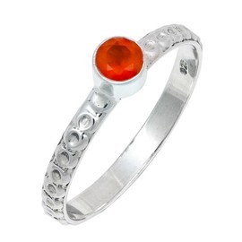 JEWELSTREZOROG Karneol facettiert Edelstein-Bandring für Herren und Damen,Geschenkartikel, 925er-Sterlingsilber Bandring handgefertigter Schmuck TSR115E_70 (22.3)