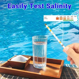 8IN1 Salt Water Pool Testing Kit, Pool Salt Test Strips,100 Counts Saltwater Pool Test Kit, Pool Water Test Kit for Pool, Hot Tub, Spa Testing Salt pH Chlorine and More
