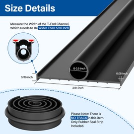 Garage Door Seals Bottom Rubber Weather Stripping Kit Seal Strip Replacement, U+O Ring Weatherproof Threshold Buffering Sealing Rubber, 5/16 Inch T Ends, 3.94 Inch Width (16.4 Ft, Black)