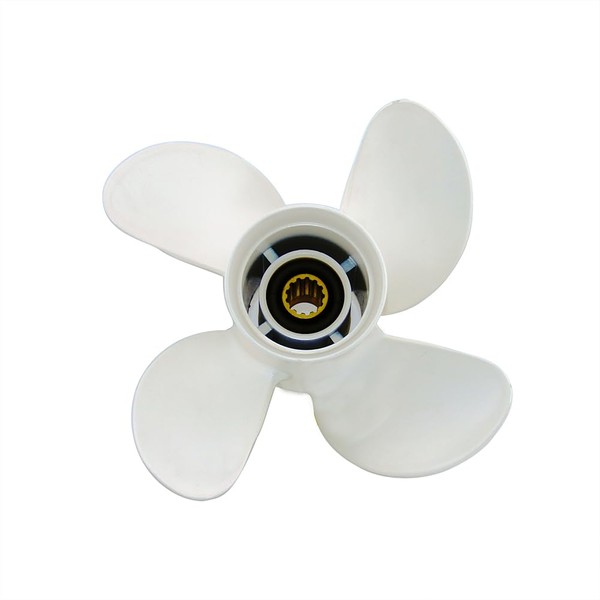 PWCMAN Outboard Propeller 10 5/8x12 4 Blades 10.6x12 Aluminum Boat