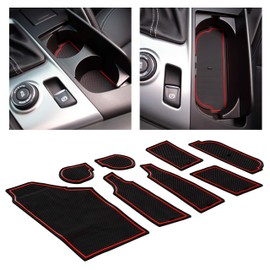 CupHolderHero fits Chevy Corvette Accessories 2014-2024 - Premium Custom Interior Non-Slip Anti Dust Cup Holder Inserts, Center Console Liner Mats, Door Pocket Liners 8pc Set (Red Trim)