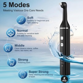 Elektrische Zahnpoliermaschine 5 Modi, IPX6 Wasserdichtes LED-Licht, 5 Ersatzköpfe