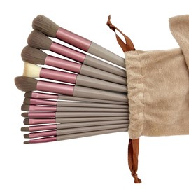 WUSJCOF 13 Piece Professional Makeup Brush Set, Highlights, Contours, with Makeup Bag (Travel Size)