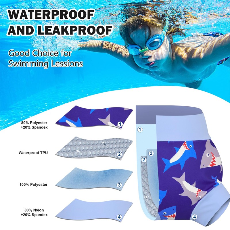 MooMoo Baby Reusable Swim Diapers 3 Pcs Waterproof Swimming Diapers