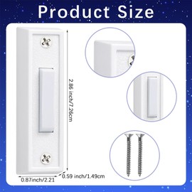 Lighted Doorbell Button, Wall Mounted Doorbell Switch with LED Light, Wired Door Bell Push Buttons for Garage Door Opener, Transformer, Ringers, Buzzers (White)