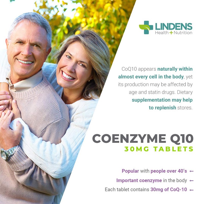 Lindens Coenzyme Q10 30mg - 120 Tablets- Popular for Statin