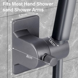 Zikenis Shower Holder, No Drilling, Suction Cup with 360° Rotating Shower Holder for Shower Head, Adjustable Shower Holder, Bathroom Suction Cup for Wall Rail, for Long-Term Use in Bathroom, Grey