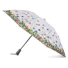 Totes Reverse Close Plegable Inbrella con cierre automático y compacto, Jardín de Flores, 47" Canopy, InBrella - Paraguas plegable de cierre inverso - Paraguas compacto con cierre invertido, portátil