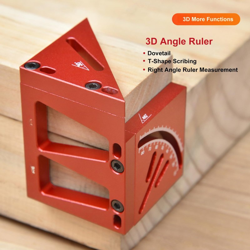 NS Juvyig 3D Multi Angle Measuring Ruler,Woodworking Square Tool Marking
