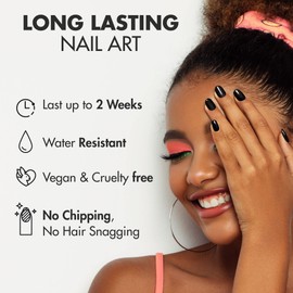 MoYou London Semi-Cured Gel Nail Strips, Nail File, & Wooden Cuticle Stick – 20 Pc. Gel Wraps for Nails – Salon-Quality Manicure Set & Pedicure Supplies, Stars Above