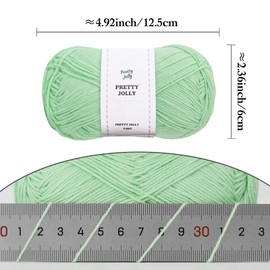 Pretty Jolly 4 Skeins Soft Baby Yarn, 100% Cotton, Crochet & Knitting, 4 Ply, Fingering Weight, Blanket Yarn for DIY Craft Total Length 4×160m/4×50g (Light Green)