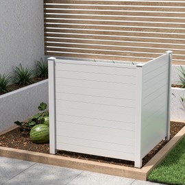 RELAX4LIFE Privacy Fence Screen, PVC Decorative Garden Fence Vinyl Fence Panels W/3 Cuspidal Stakes, Trash Enclosure 48" W x 48" H Air Conditioner Fence for Garden Yard Patio Lawn (1, White)