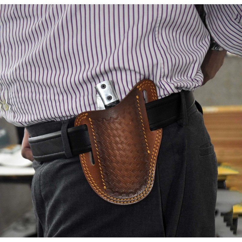 Hercules Knives Custom Leather Sheath Slanted Pancake Tooled Leather Sheath/Trapper
