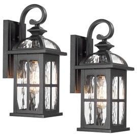 Darkaway Outdoor Wall Light Exterior Light Fixture with Water Ripple Glass, Aluminum Outside Lights Sconces Exterior Lighting for House Porch Patio Doorway Garage