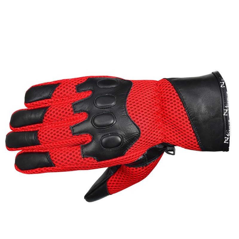 NORMAN Red Summer Motorcycle Motorbike leather Vented gloves (XL)