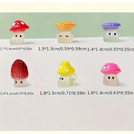 NOIAFZY 30Pcs Luminous Mushroom Mini Statues Mini Cute Colored Mushrooms Garden Landscape Resin Bonsai Craft Decorations