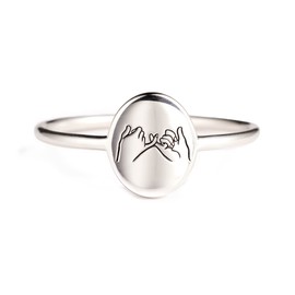 Mother's Day Silver Pinky Promise Ring for Mom and Daughter - Gift from Daughter (MD Plated 11)