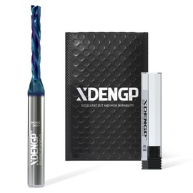 XDENGP Broca de compresión en espiral de 3 flautas para CNC, diámetro de corte de 1/8 pulgadas, longitud de corte de 3/4 pulgadas, vástago de 1/4 pulgadas con fresado de carburo recubierto NACO para tallado de madera, grabado y ranurado