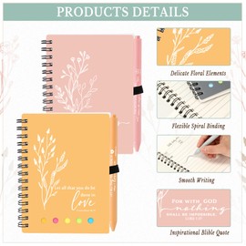 40 Pcs Christian Gifts Bulk Bible Study Notebook with Sticky Notes Christian Pen Aesthetic Religious Journal Church Prayer Notepad for Women Men Sunday School Employee Teachers (Morandi Color)