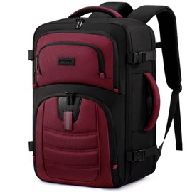 LOVEVOOK Travel Laptop Backpack (Black&Red, Medium)