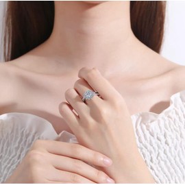 Aihpos Flower Engagement Rings for Women 925 Sterling Silver 1 Carat (ctw) Moissanite Rings Wedding Anniversary Promise(size 8) (10)