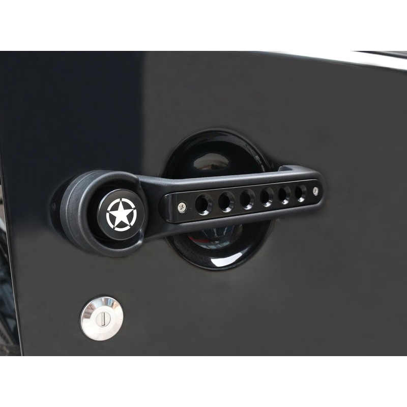 PKEDUO Black Door Handle Inserts + Star Push Button Covers