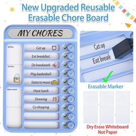 2 Pcs Dry Erase Chore Chart for Kids, Magnetic Whiteboard Checklist Board, Reusable to Do List Board, RV Daily Routine Schedule Board Planner for Refrigerator, Wall, Desk