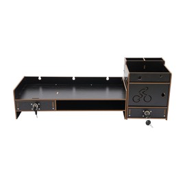 AngelcityCC Monitor Stand Riser, Desk Organizer with Drawer and Lock, 3-Tier Computer Stand, Office Desk Accessories, Office Organization