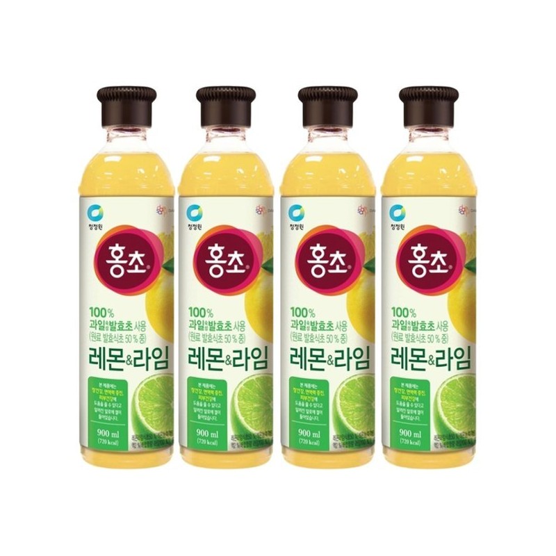 Hongcho 대상 청정원 홍초 레몬라임 900ml x 4개 Daesang Cheongjeongwon